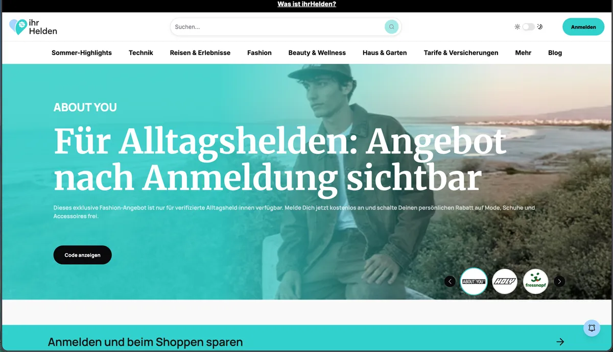 Screenshot of ihrHelden — Discount Platform